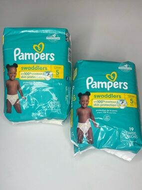 Pampers Swaddlers Diapers Size 5 - Teal Pack (19 Count) 2 pack bundle